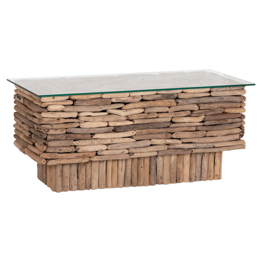 ΤΡΑΠΕΖΙ ΣΑΛΟΝΙΟΥ ΟΡΘΟΓΩΝΙΟ SPARROW DRIFTWOOD-ΓΥΑΛΙ 105x45x47