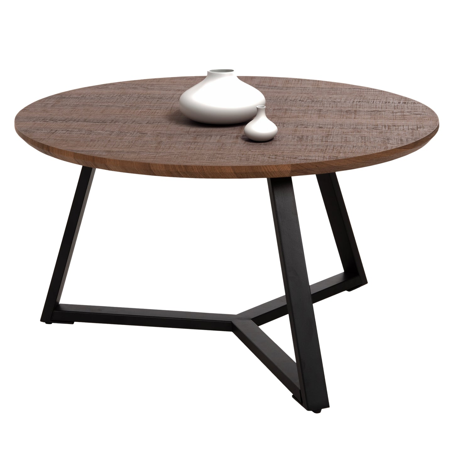 ΤΡΑΠΕΖΙ ΣΑΛΟΝΙΟΥ ΣΤΡΟΓΓΥΛΟ ROCKET MDF WALNUT ΜΑΥΡΗ ΣΑΓΡΕ ΒΑΣΗ Φ80x42