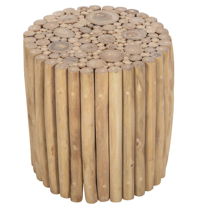 ΤΡΑΠΕΖΙ ΣΑΛΟΝΙΟΥ ΣΤΡΟΓΓΥΛΟ COOTER HM9865 ΚΛΑΔΙΑ TEAK-ΦΥΣΙΚΟ Φ39x40,5Υεκ.