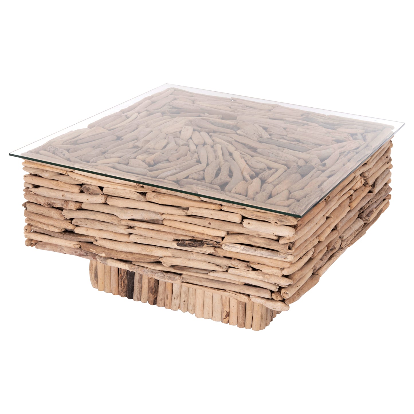 ΤΡΑΠΕΖΙ ΣΑΛΟΝΙΟΥ ΤΕΤΡΑΓΩΝΟ SPARROW DRIFTWOOD ΓΥΑΛΙ 95x95x51,5