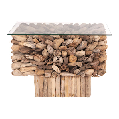 ΤΡΑΠΕΖΙ ΣΑΛΟΝΙΟΥ ΤΕΤΡΑΓΩΝΟ SPARROW DRIFTWOOD ΓΥΑΛΙ 75x75x51