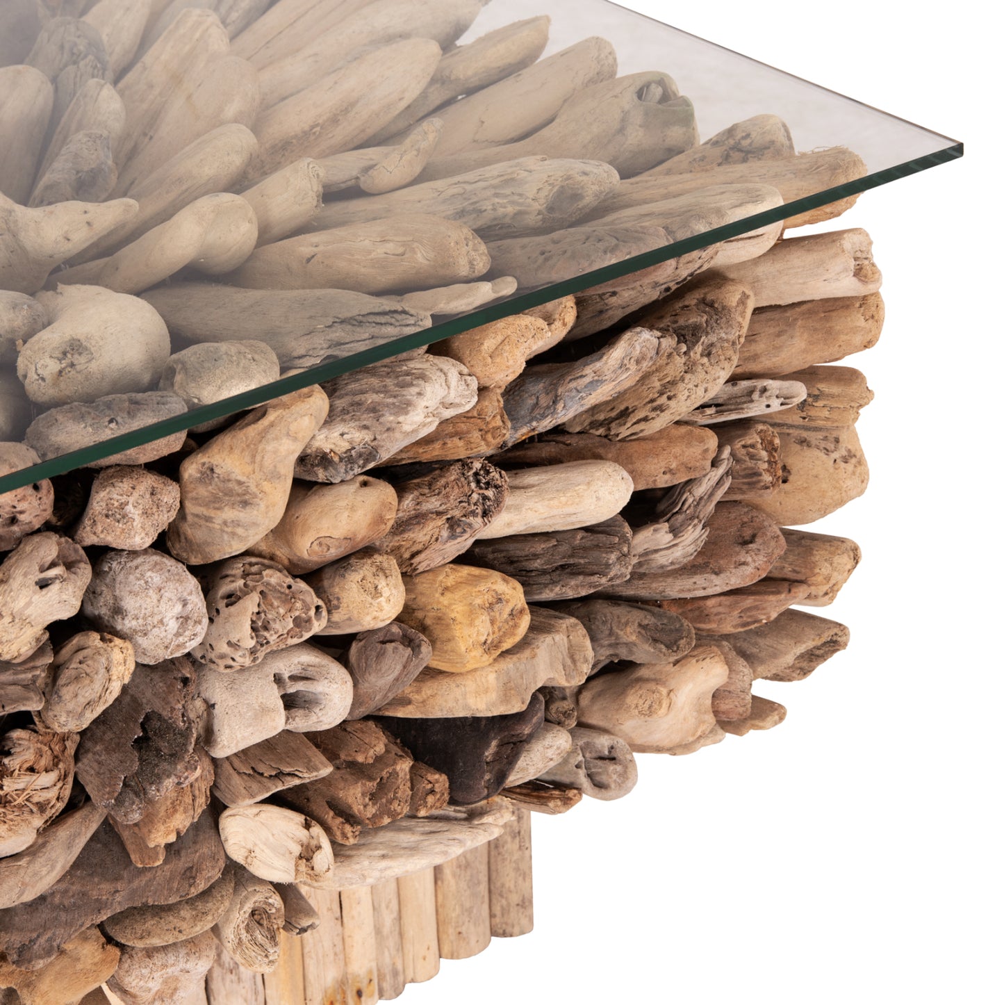 ΤΡΑΠΕΖΙ ΣΑΛΟΝΙΟΥ ΤΕΤΡΑΓΩΝΟ SPARROW DRIFTWOOD ΓΥΑΛΙ 75x75x51