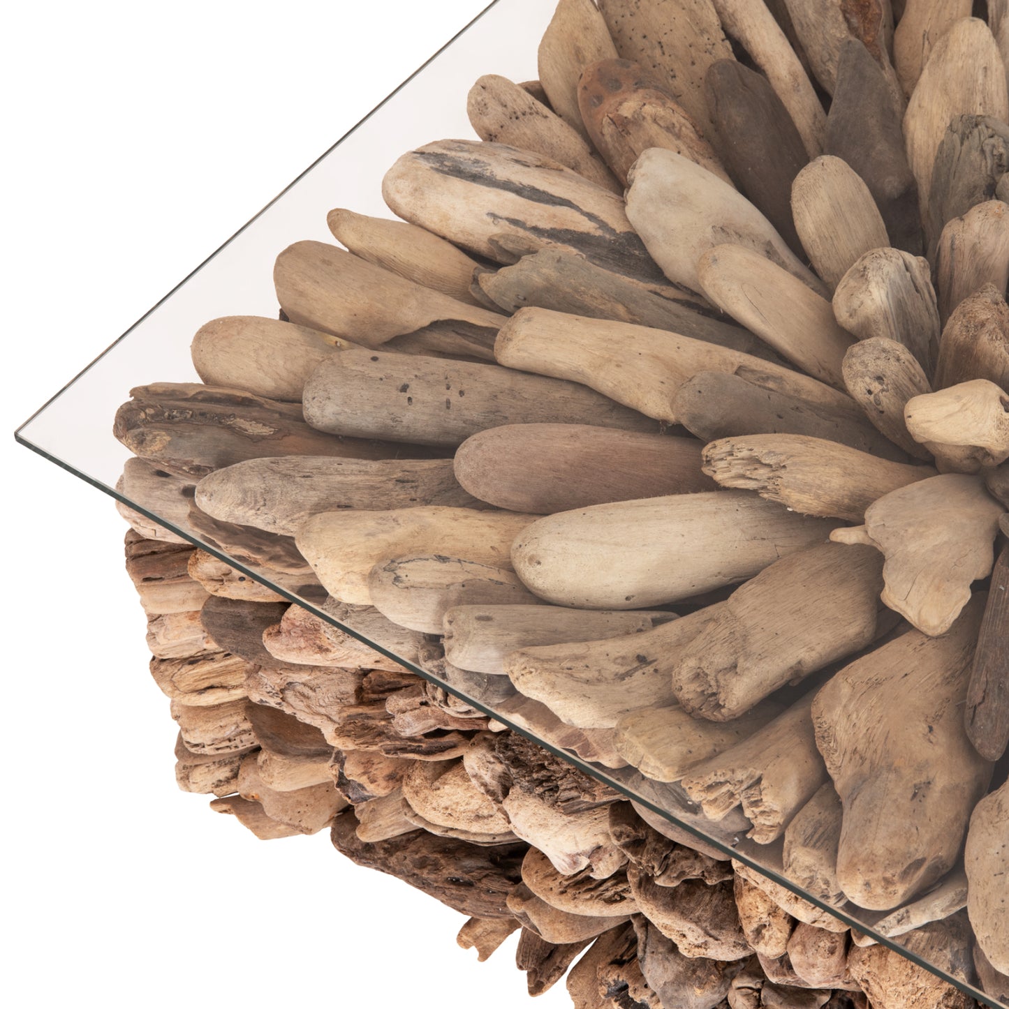 ΤΡΑΠΕΖΙ ΣΑΛΟΝΙΟΥ ΤΕΤΡΑΓΩΝΟ SPARROW DRIFTWOOD ΓΥΑΛΙ 75x75x51