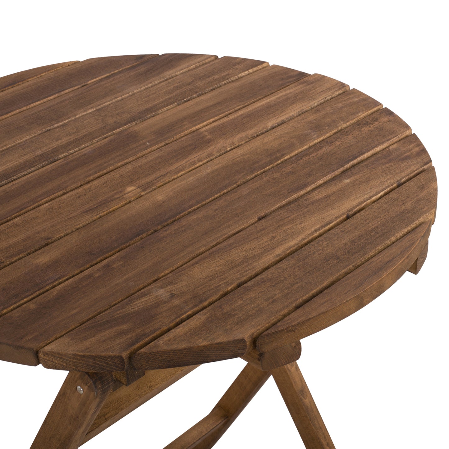 DIRECTOR'S TABLE LEMNOS SOLID BEECH WALNUT IMPREGNATION Ø70x76cm