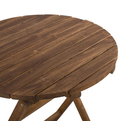 DIRECTOR'S TABLE LEMNOS SOLID BEECH WALNUT IMPREGNATION Ø70x76cm