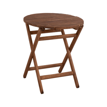 DIRECTOR'S TABLE LEMNOS SOLID BEECH WALNUT IMPREGNATION Ø70x76cm