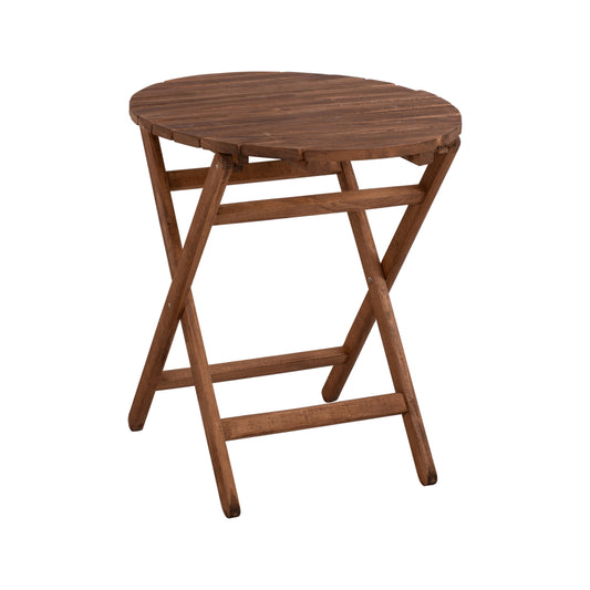 DIRECTOR'S TABLE LEMNOS SOLID BEECH WALNUT IMPREGNATION Ø70x76cm