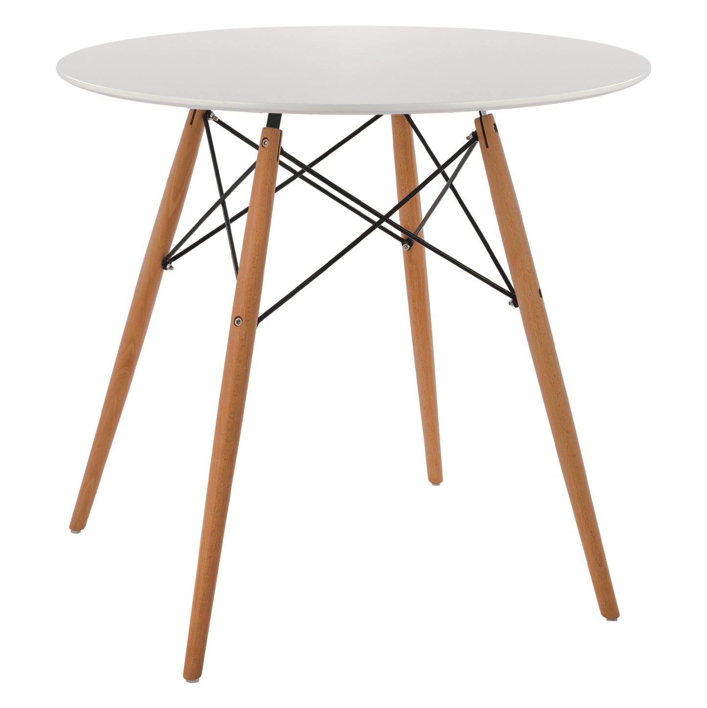 TABLE MINIMAL ROUND MDF WHITE BEECH LEGS NATURAL Φ80x72
