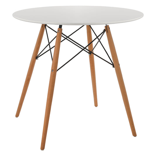ΤΡΑΠΕΖΙ MINIMAL ΣΤΡΟΓΓΥΛΟ MDF ΣΕ ΛΕΥΚΟ ΠΟΔΙΑ ΟΞΙΑΣ ΦΥΣΙΚΟ Φ80x72