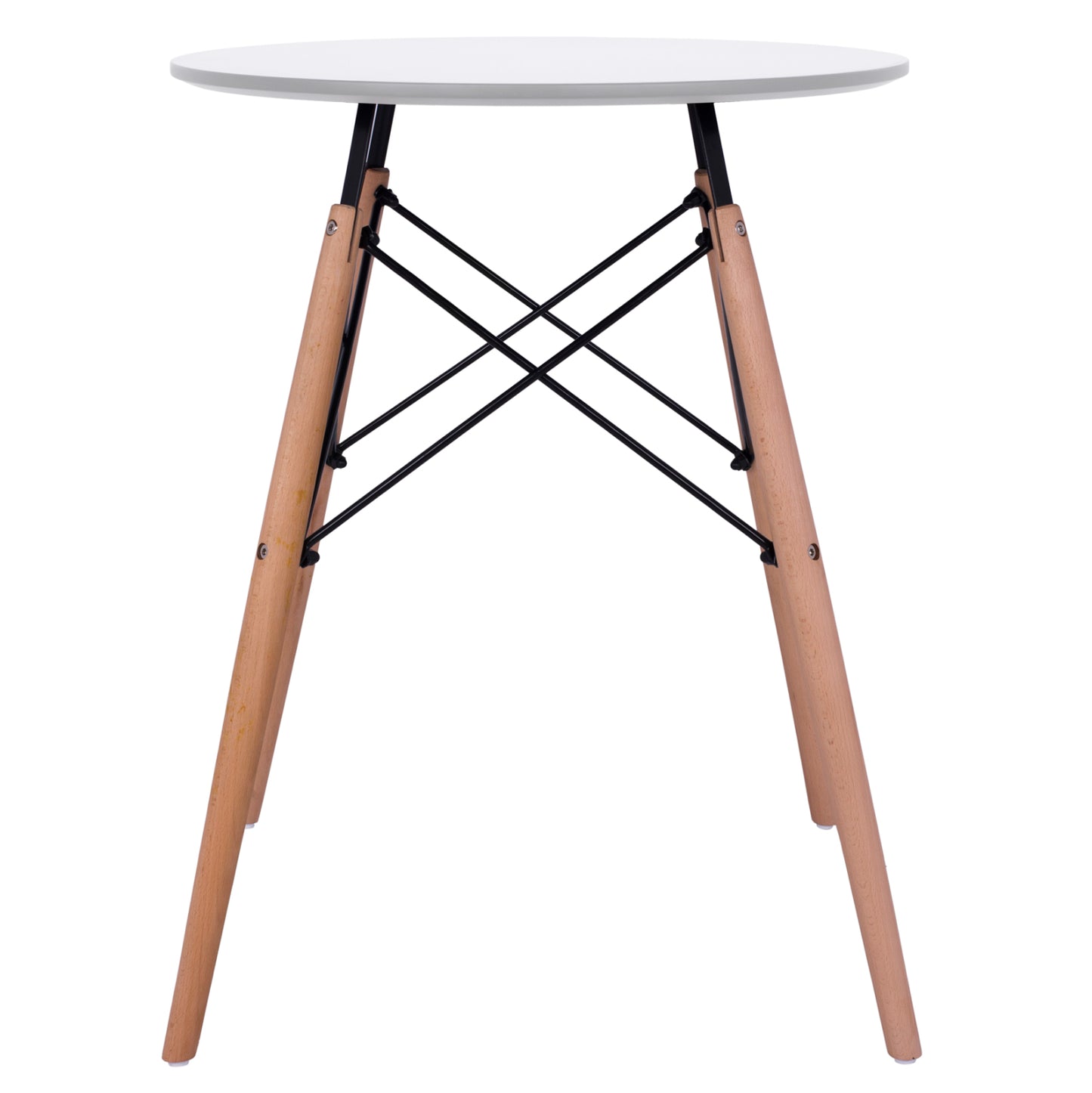 TABLE MINIMAL ROUND WHITE COLOR MDF BEECH LEGS NATURAL Φ60x72