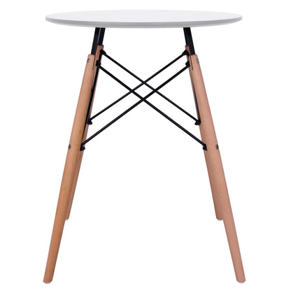 TABLE MINIMAL ROUND WHITE COLOR MDF BEECH LEGS NATURAL Φ60x72