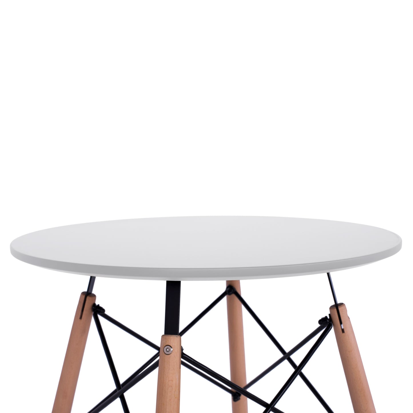 TABLE MINIMAL ROUND WHITE COLOR MDF BEECH LEGS NATURAL Φ60x72
