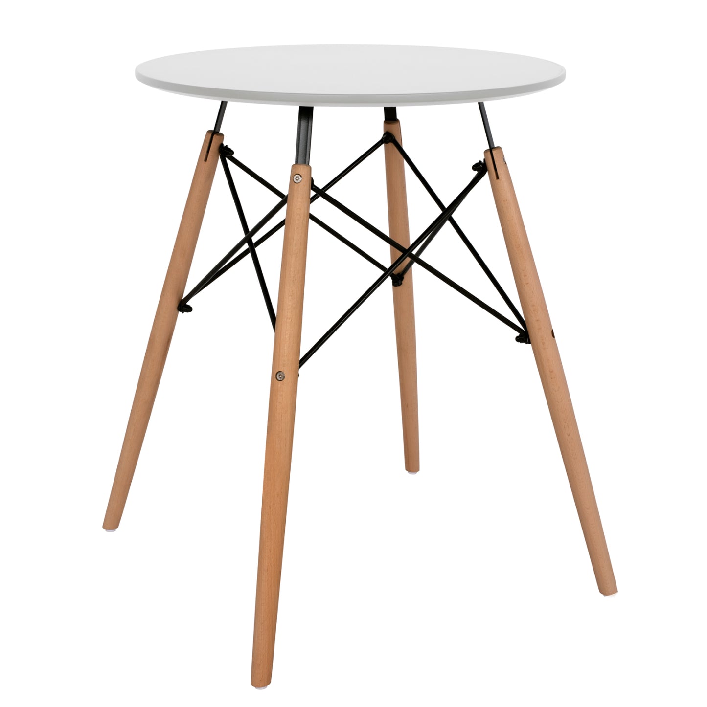 TABLE MINIMAL ROUND WHITE COLOR MDF BEECH LEGS NATURAL Φ60x72