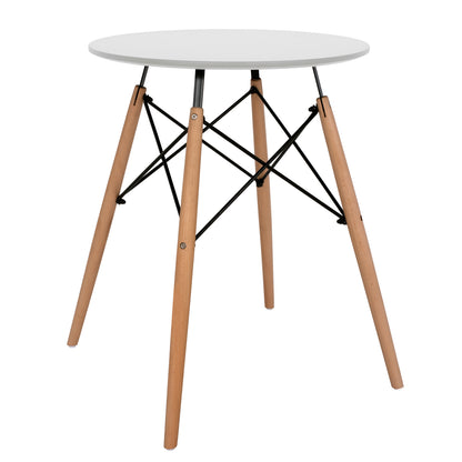 TABLE MINIMAL ROUND WHITE COLOR MDF BEECH LEGS NATURAL Φ60x72