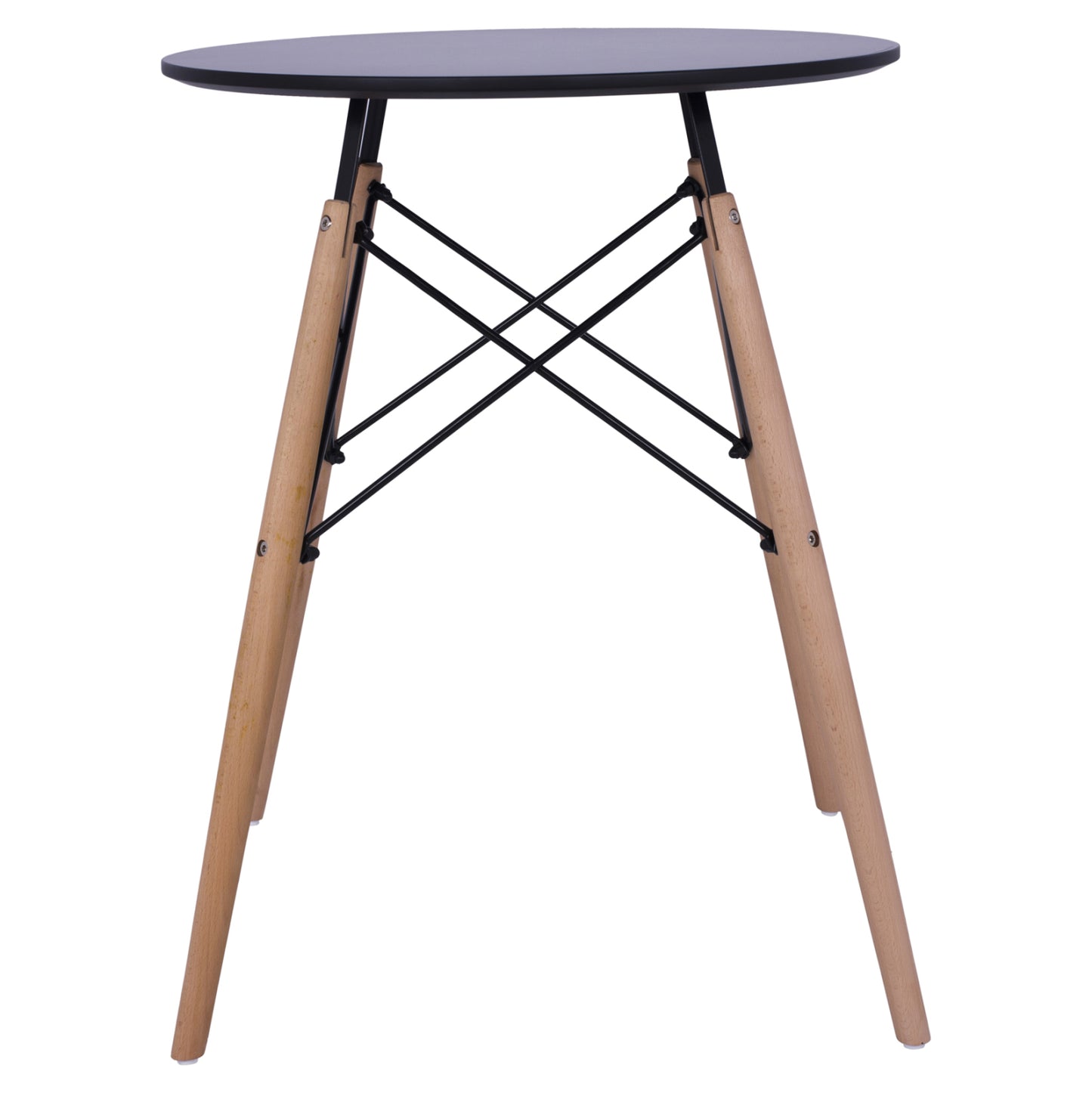 MINIMAL ROUND TABLE BLACK COLOR MDF NATURAL BEECH LEGS Ø60x72