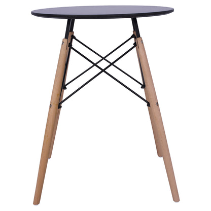 MINIMAL ROUND TABLE BLACK COLOR MDF NATURAL BEECH LEGS Ø60x72