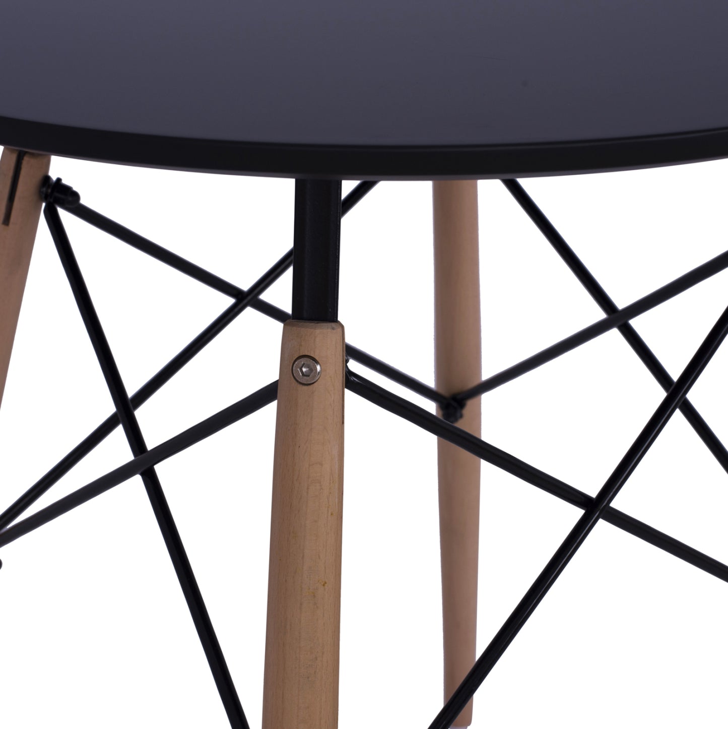 MINIMAL ROUND TABLE BLACK COLOR MDF NATURAL BEECH LEGS Ø60x72