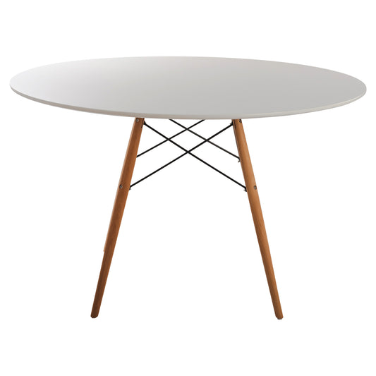ΤΡΑΠΕΖΙ MINIMAL ΣΤΡΟΓΓΥΛΟ MDF ΣΕ ΛΕΥΚΟ ΠΟΔΙΑ ΟΞΙΑΣ ΣΕ ΦΥΣΙΚΟ Φ120x75