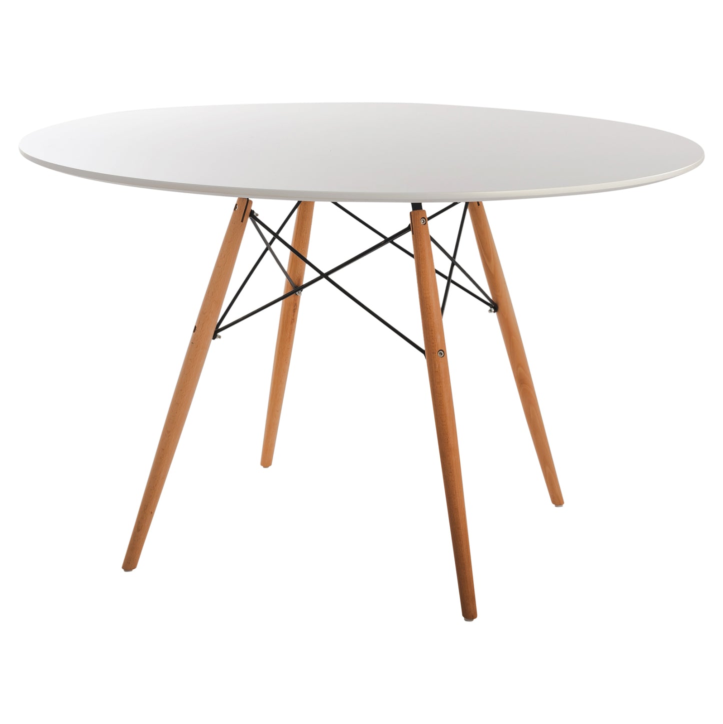 ΤΡΑΠΕΖΙ MINIMAL ΣΤΡΟΓΓΥΛΟ MDF ΣΕ ΛΕΥΚΟ ΠΟΔΙΑ ΟΞΙΑΣ ΣΕ ΦΥΣΙΚΟ Φ120x75