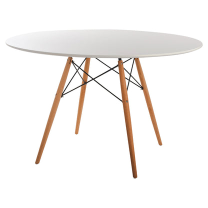 ΤΡΑΠΕΖΙ MINIMAL ΣΤΡΟΓΓΥΛΟ MDF ΣΕ ΛΕΥΚΟ ΠΟΔΙΑ ΟΞΙΑΣ ΣΕ ΦΥΣΙΚΟ Φ120x75