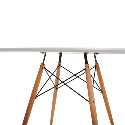 ΤΡΑΠΕΖΙ MINIMAL ΣΤΡΟΓΓΥΛΟ MDF ΣΕ ΛΕΥΚΟ ΠΟΔΙΑ ΟΞΙΑΣ ΣΕ ΦΥΣΙΚΟ Φ120x75