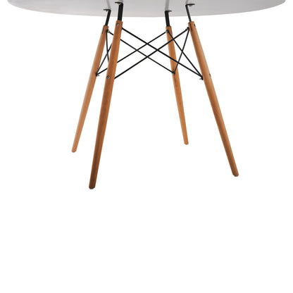 ΤΡΑΠΕΖΙ MINIMAL ΣΤΡΟΓΓΥΛΟ MDF ΣΕ ΛΕΥΚΟ ΠΟΔΙΑ ΟΞΙΑΣ ΣΕ ΦΥΣΙΚΟ Φ120x75