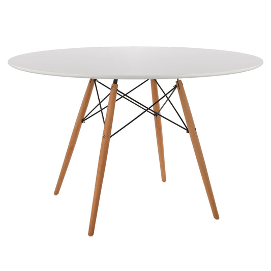 ΤΡΑΠΕΖΙ MINIMAL ΣΤΡΟΓΓΥΛΟ MDF ΣΕ ΛΕΥΚΟ ΠΟΔΙΑ ΟΞΙΑΣ ΣΕ ΦΥΣΙΚΟ Φ120x75