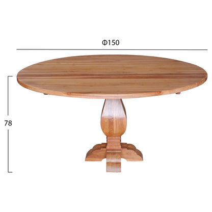 ROUND TABLE VEDU TEAK WOOD CARVED LEG F150x78