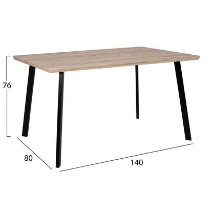 DINING TABLE OFIRA SONAMA WITH BLACK LEGS 140x80cm