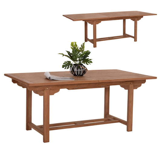 DINING TABLE EXTENDABLE CRANDER TEAK WOOD IN NATURAL 180-240x100x76