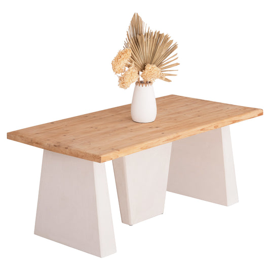 ΤΡΑΠΕΖΙ SANTORINI ΤΟΠ ΞΥΛΟ ΕΛΑΤΟΥ ΠΟΔΙΑ MDF ΥΠΟΛΕΥΚΑ 179x90x75