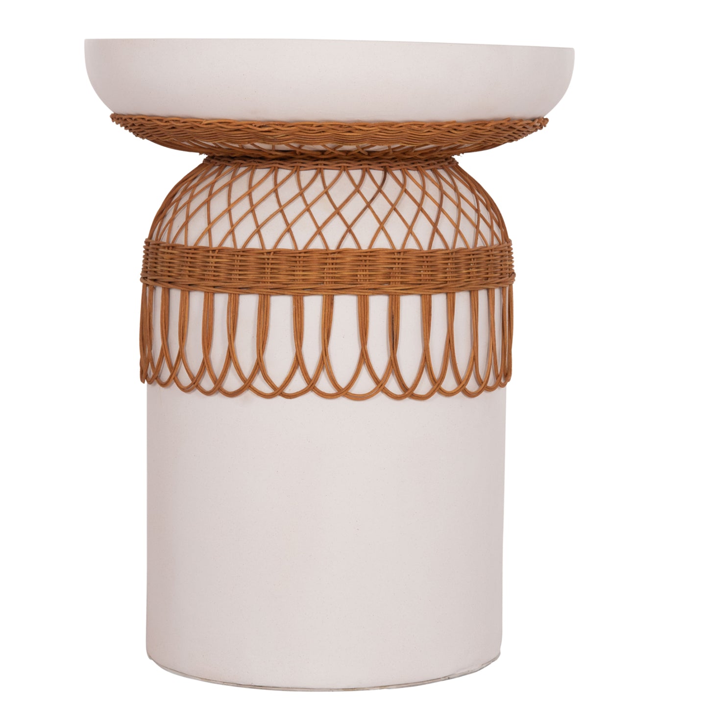 ΒΟΗΘΗΤΙΚΟ ΤΡΑΠΕΖΙ PRILEP FIBER CEMENT ΛΕΥΚΟ & RATTAN Φ60x76,5