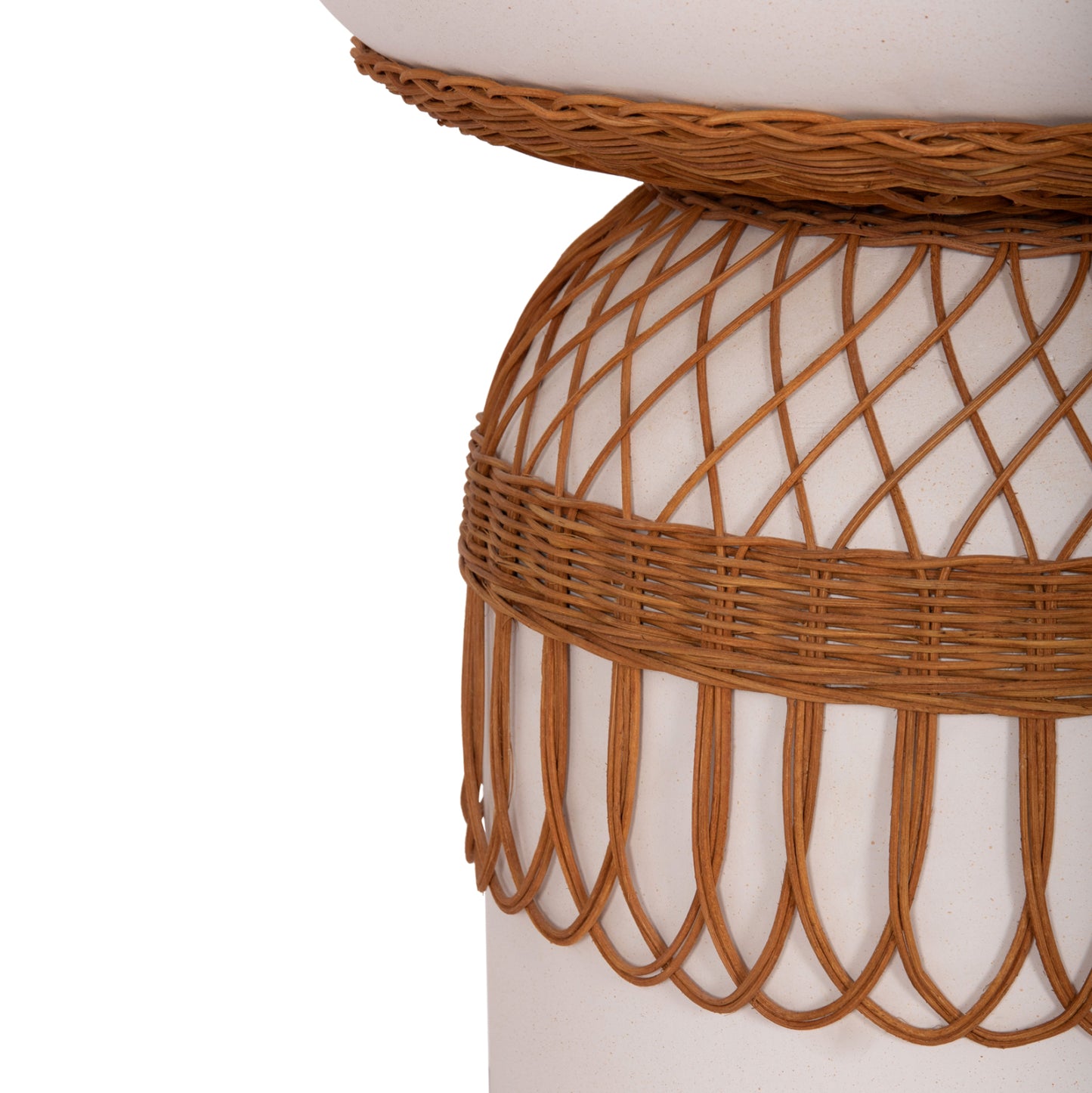 ΒΟΗΘΗΤΙΚΟ ΤΡΑΠΕΖΙ PRILEP FIBER CEMENT ΛΕΥΚΟ & RATTAN Φ60x76,5