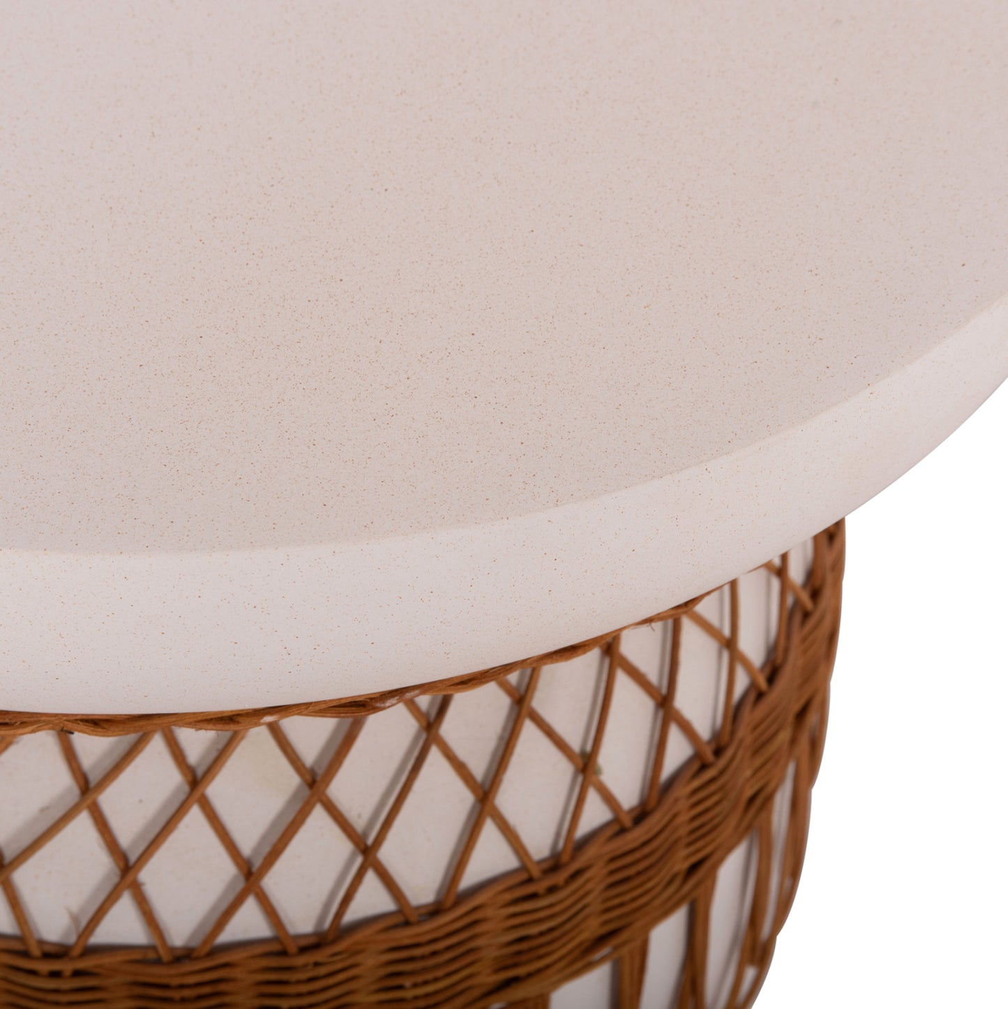 ΒΟΗΘΗΤΙΚΟ ΤΡΑΠΕΖΙ PRILEP FIBER CEMENT ΛΕΥΚΟ & RATTAN Φ60x76,5