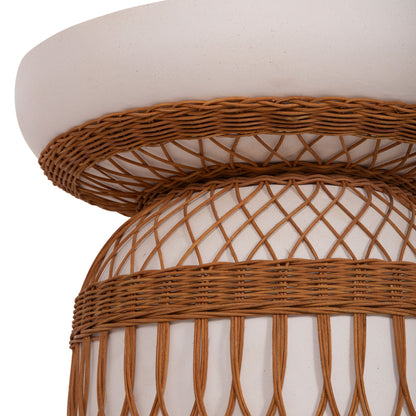 ΒΟΗΘΗΤΙΚΟ ΤΡΑΠΕΖΙ PRILEP FIBER CEMENT ΛΕΥΚΟ & RATTAN Φ60x76,5