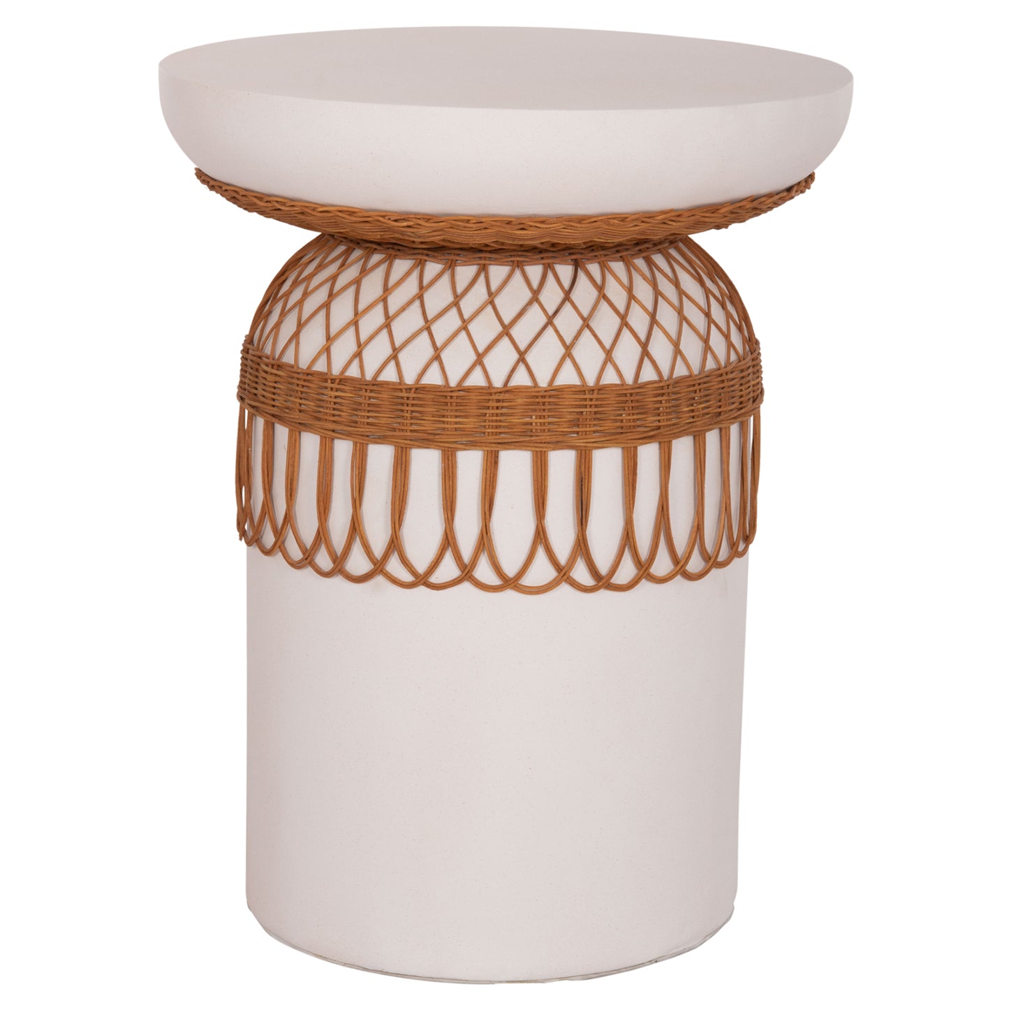 ΒΟΗΘΗΤΙΚΟ ΤΡΑΠΕΖΙ PRILEP FIBER CEMENT ΛΕΥΚΟ & RATTAN Φ60x76,5