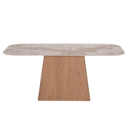 DINING TABLE NORDU MDF BASE IN NATURAL CERAMIC TOP 180x90x76