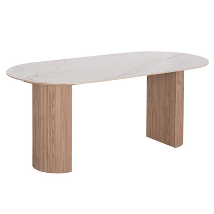 DINING TABLE MELLOW MDF LEGS IN NATURAL CERAMIC TOP 180x90x76