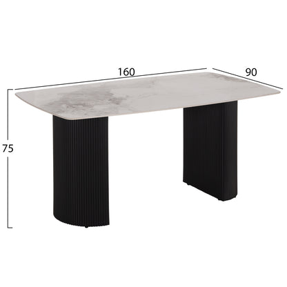 DINING TABLE MINAO MDF LEGS WITH DARK GREY CERAMIC TOP 160x90x75