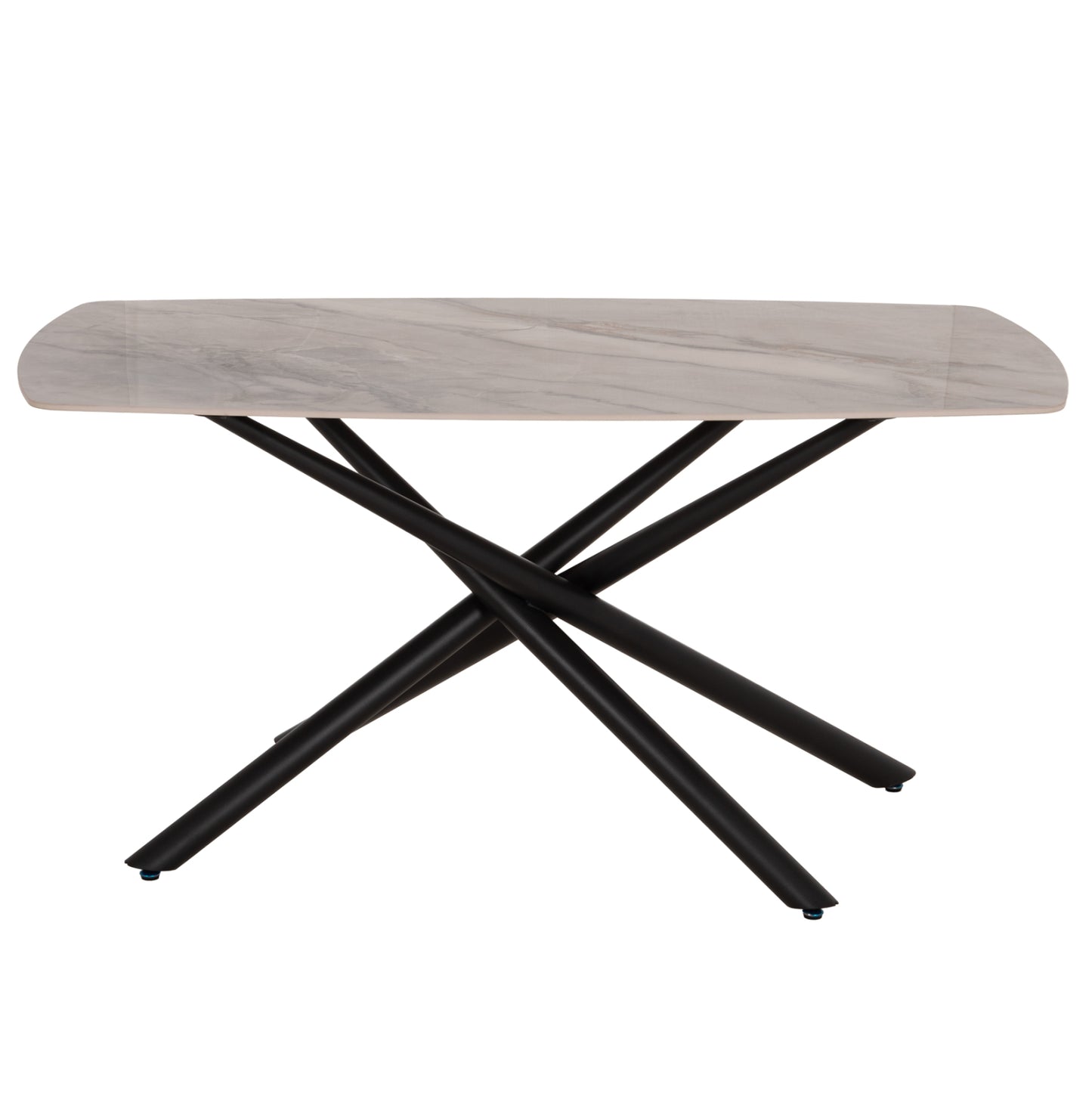 ISKA DINING TABLE CERAMIC TOP IN WHITE/BROWN MARBLE 160x90x79