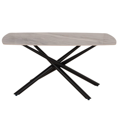 ISKA DINING TABLE CERAMIC TOP IN WHITE/BROWN MARBLE 160x90x79