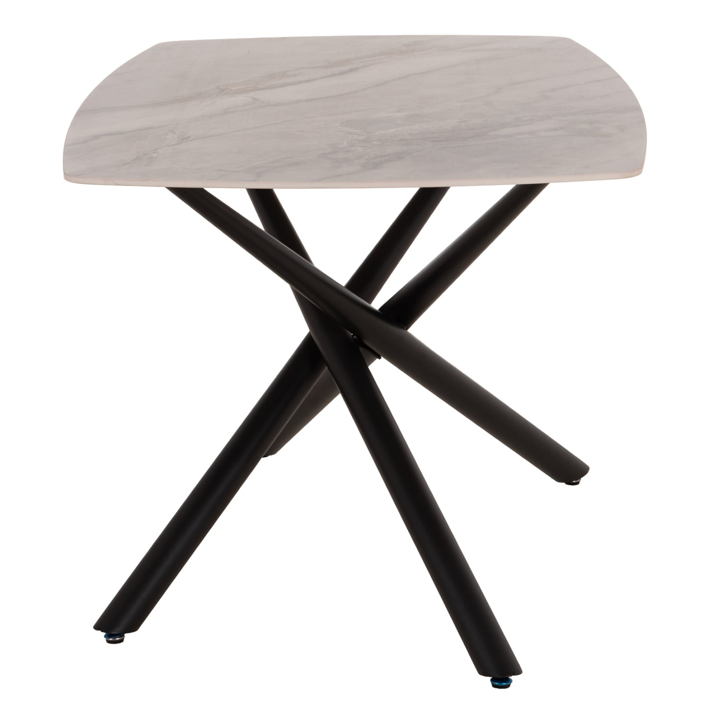 ISKA DINING TABLE CERAMIC TOP IN WHITE/BROWN MARBLE 160x90x79