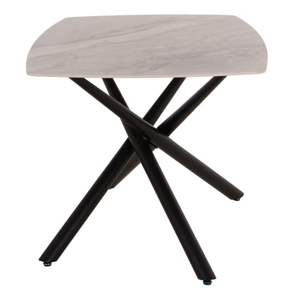 ISKA DINING TABLE CERAMIC TOP IN WHITE/BROWN MARBLE 160x90x79