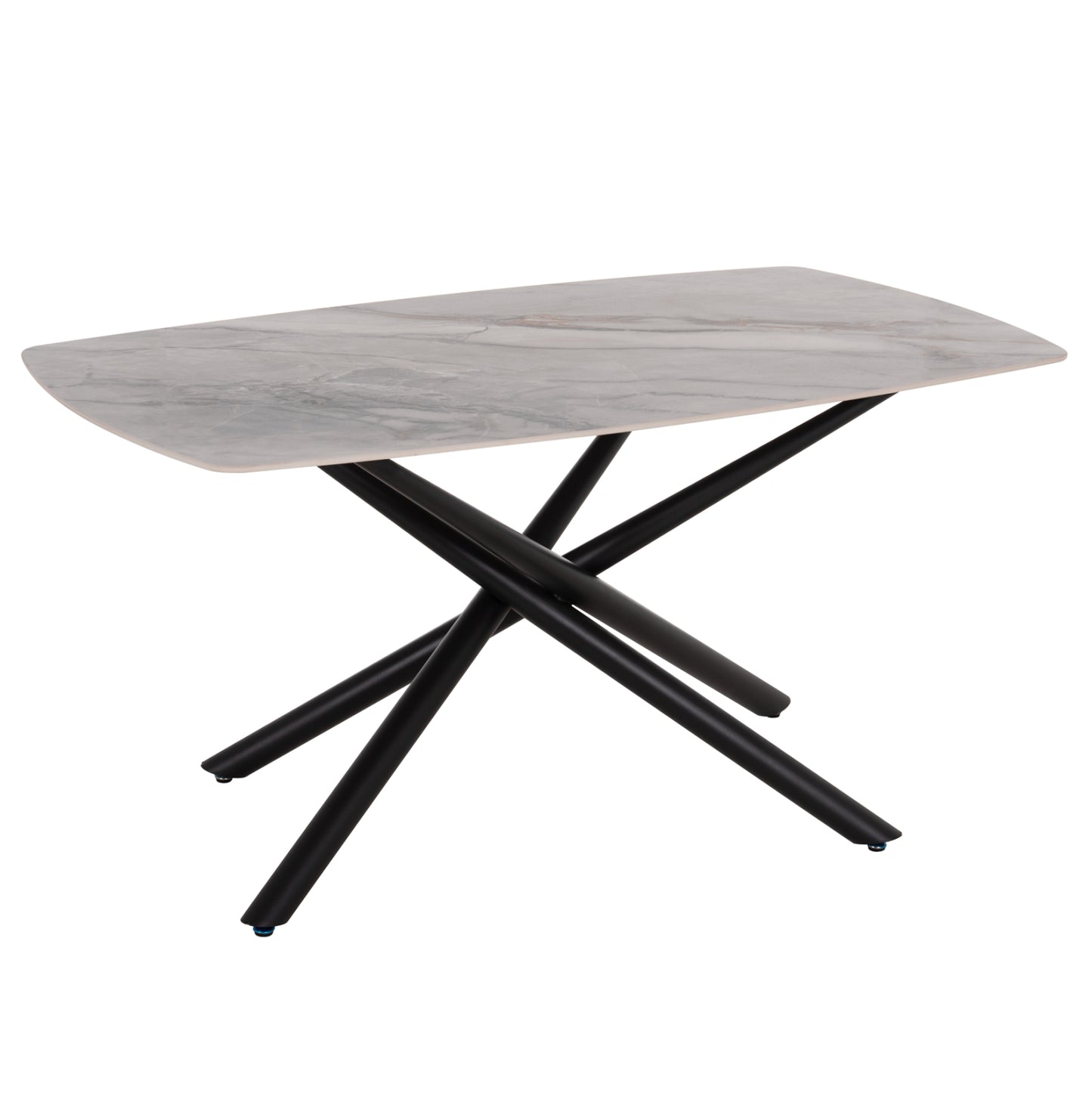 ISKA DINING TABLE CERAMIC TOP IN WHITE/BROWN MARBLE 160x90x79