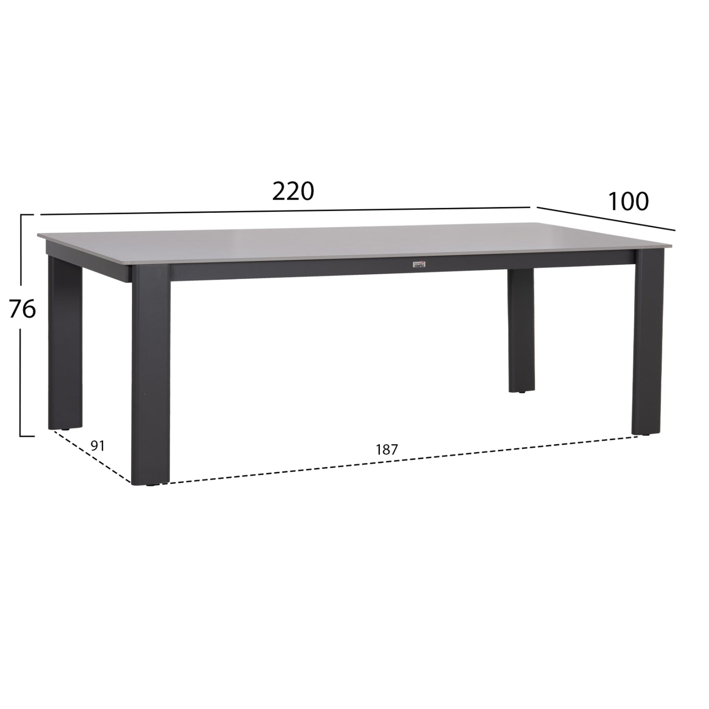 ΤΡΑΠΕΖΙ ΤΡΑΠΕΖΑΡΙΑΣ PUNDER ΓΚΡΙ ΑΛΟΥΜΙΝΙΟ-SINTERED STONE TOP 220x100x76