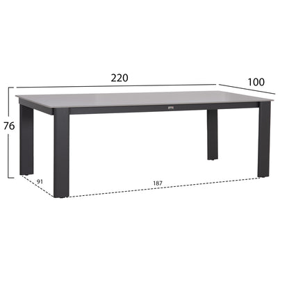ΤΡΑΠΕΖΙ ΤΡΑΠΕΖΑΡΙΑΣ PUNDER ΓΚΡΙ ΑΛΟΥΜΙΝΙΟ-SINTERED STONE TOP 220x100x76