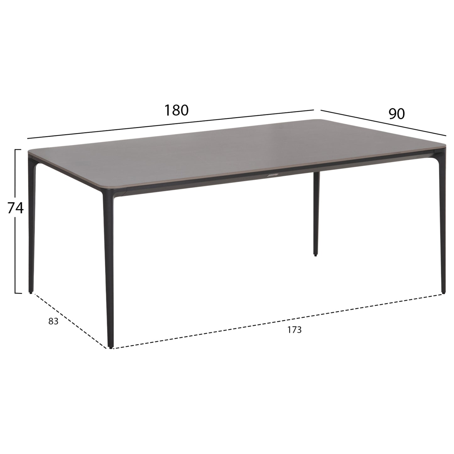 ΤΡΑΠΕΖΙ ΤΡΑΠΕΖΑΡΙΑΣ STAD ΓΚΡΙ ΑΛΟΥΜΙΝΙΟ & SINTERED STONE TOP 180x90x74