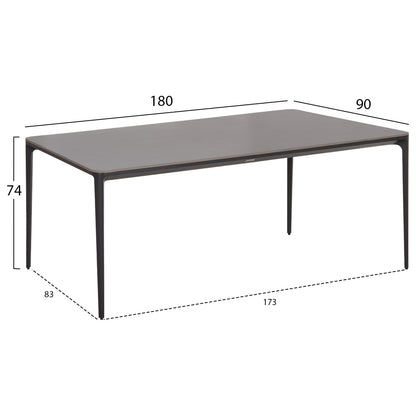 ΤΡΑΠΕΖΙ ΤΡΑΠΕΖΑΡΙΑΣ STAD ΓΚΡΙ ΑΛΟΥΜΙΝΙΟ & SINTERED STONE TOP 180x90x74
