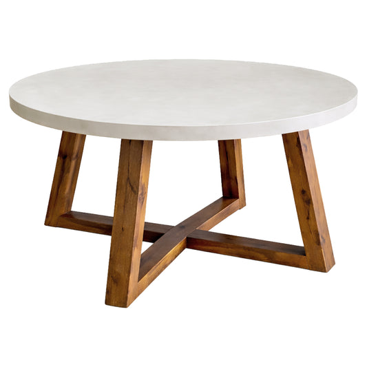 DINING TABLE FIBER CEMENT & ACACIA WOOD MAEVE BEIGE D130x74