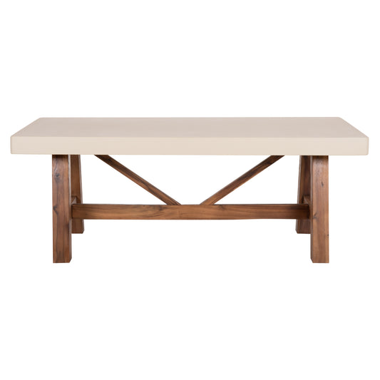 DINING TABLE FIBER CEMENT & ACACIA WOOD MAEVE BEIGE 200x100x75